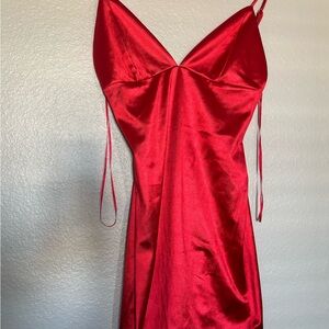 Elegant Red Satin Slip Dress